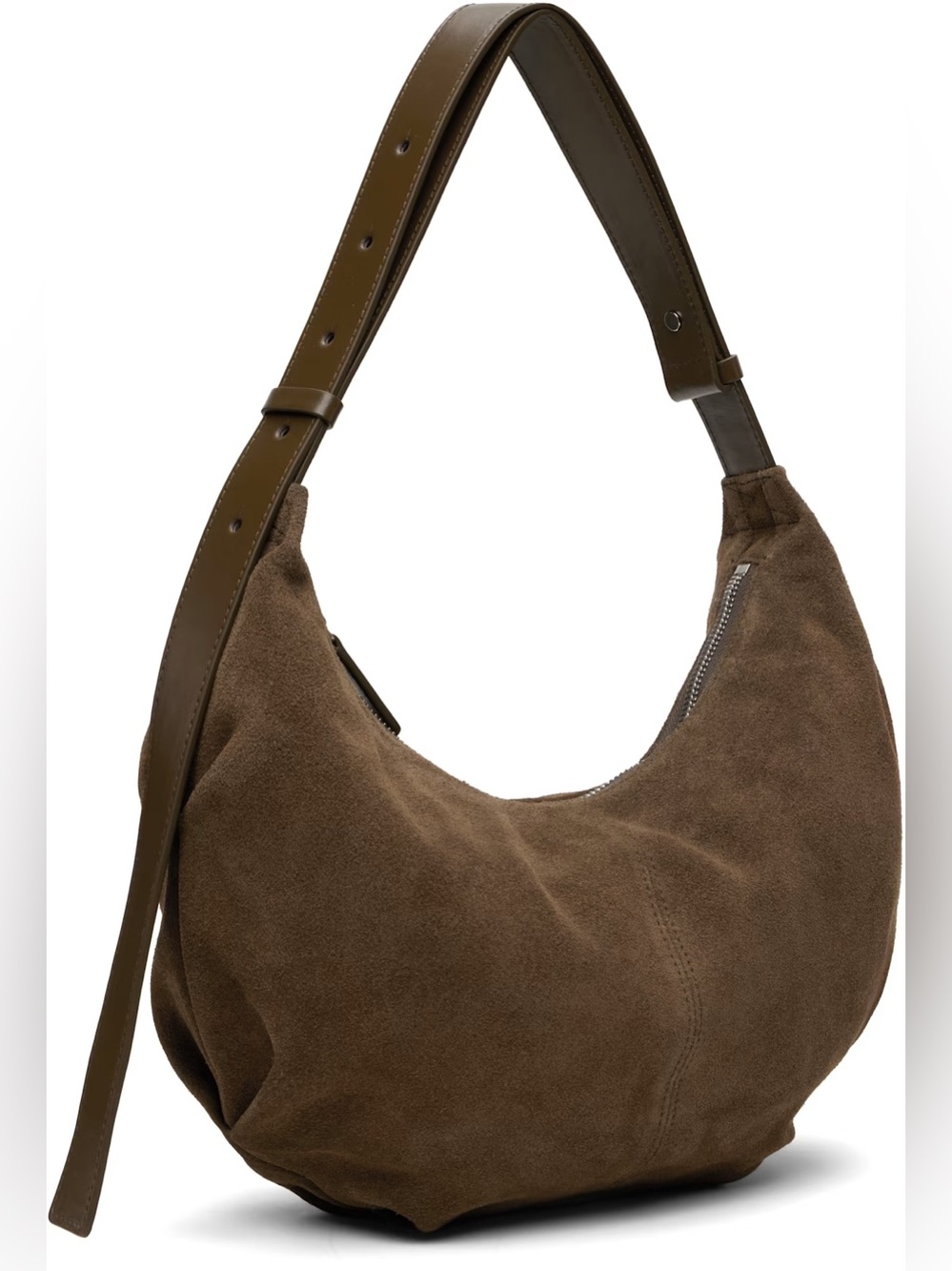 Brown suede saddle shoulder bag